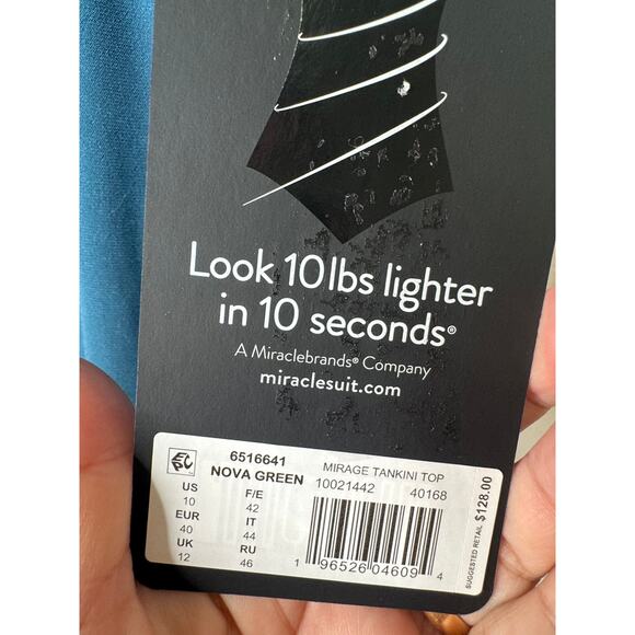 Miraclesuit Mirage Tankini Swimwear Vacation Top Nova Green 6516641 Size 10 NEW - Picture 6 of 7